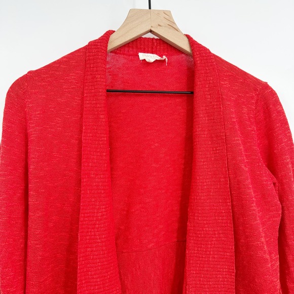 Eileen Fisher Linen Cotton Open Waterfall Cardigan in Red Size Small Petite - Picture 3 of 8
